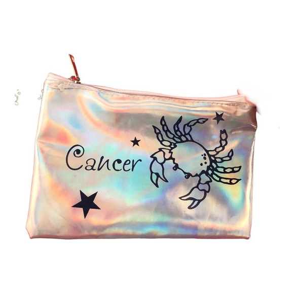 2 silver reflective Scorpion & Cancer‎ horoscope cosmetic beauty makeup bags new - Picture 3 of 6